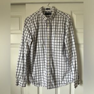 Men’s Shirt - Rye by Hawker Rye - Button/Collared - Large - Slim - White/Brown